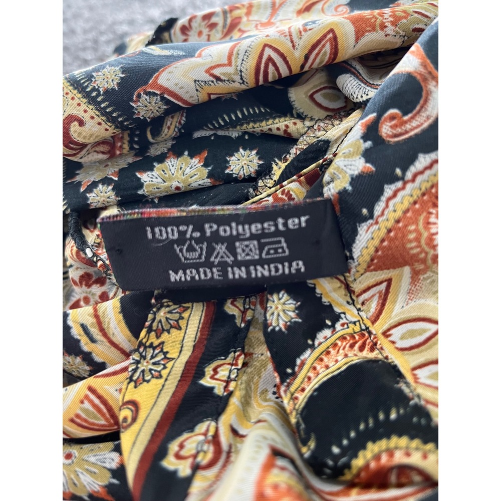 Me 2 Magic Womens 2X Paisley Tiered Maxi Dress Black Gold Rust Long Sleeve Boho - Picture 5 of 7